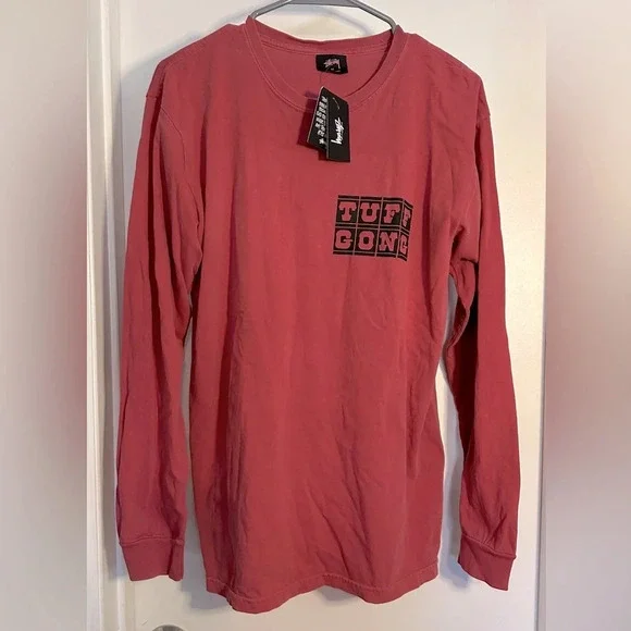 NWT Stussy x Bob Marley Collab Tuff Gong Long Sleeve Shirt Raspberry Medium